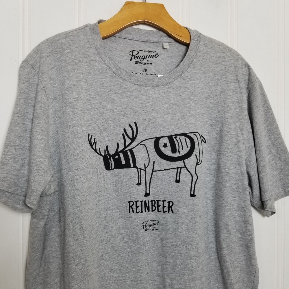 NWT Original Penguin Reinbeer T Shirt XL Christmas Reindeer Novelty Graphic Gray - Picture 3 of 11